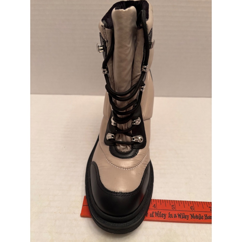 Marc Fisher LTD Vaina2 Beige Black Quilted Puffer Leather Lug Sole Boots 8M - Picture 9 of 10